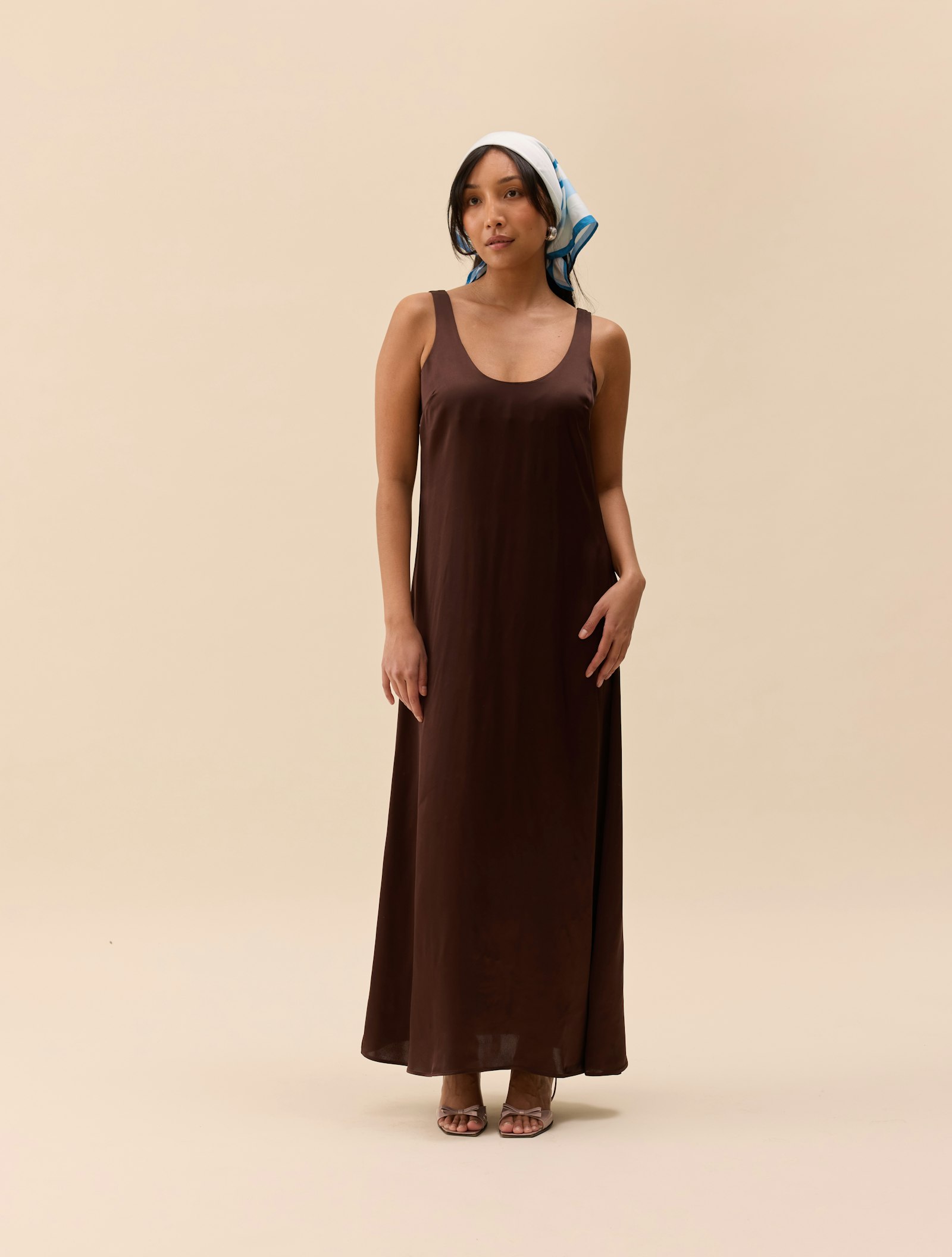 Satin Viscose Dress Dark Mocha
