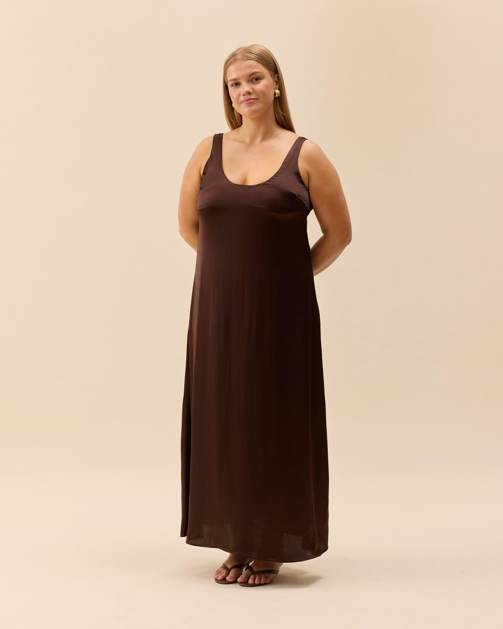 Satin Viscose Dress Dark Mocha