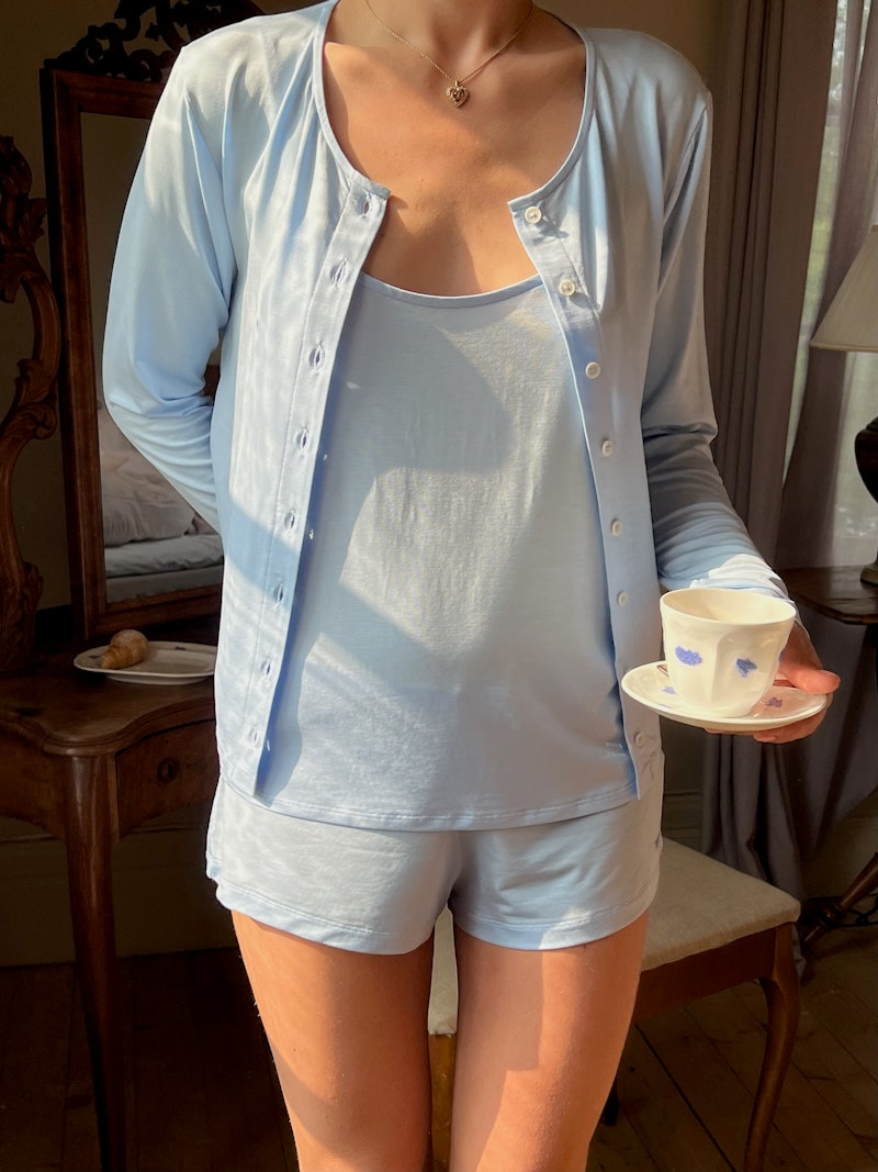 Go Slow Buttoned Top Blue