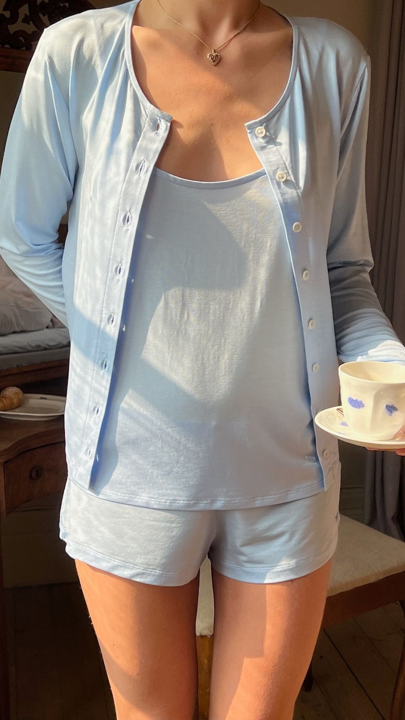 Go Slow Buttoned Top Blue