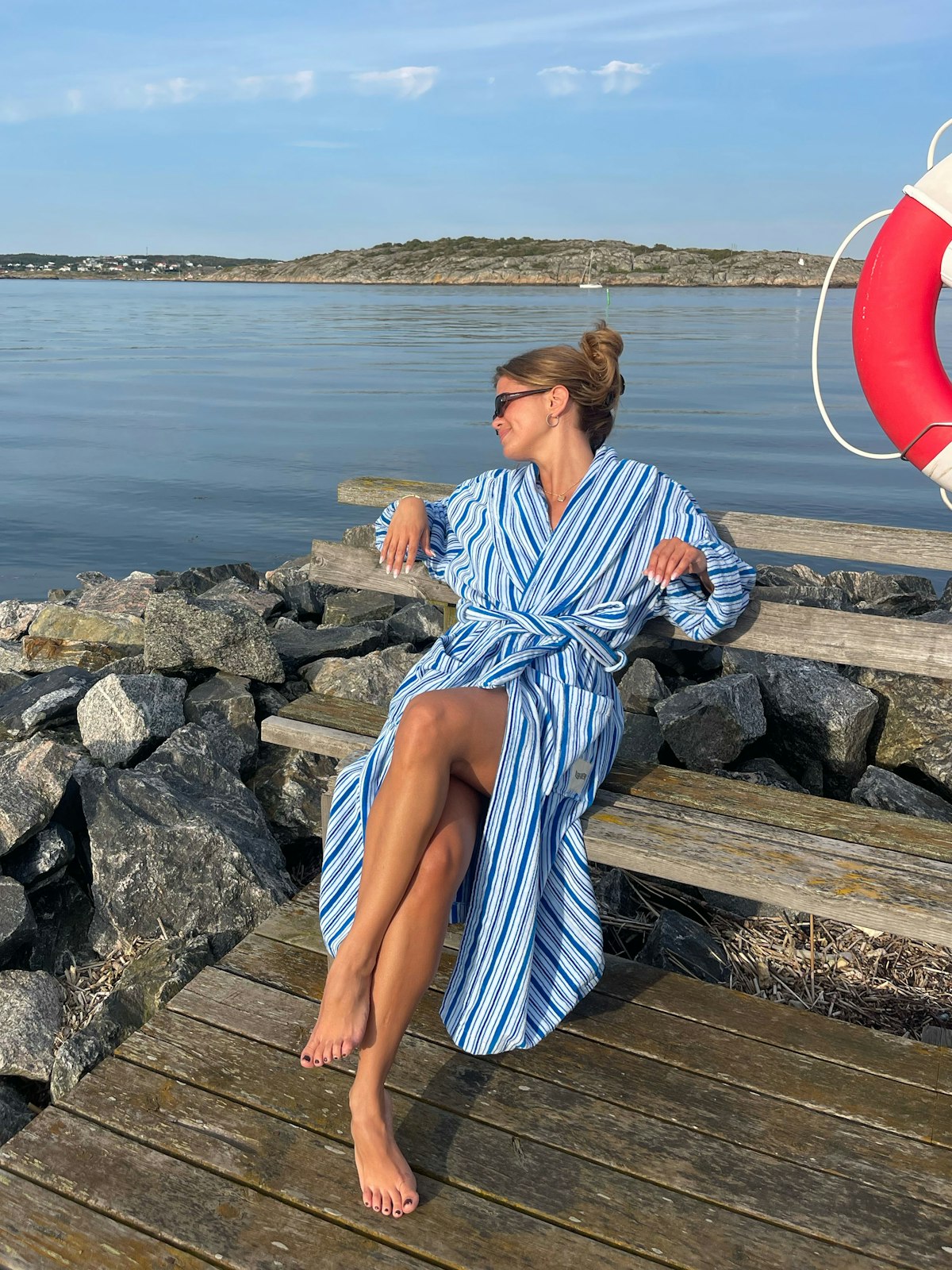 Essential Robe Blue Stripe