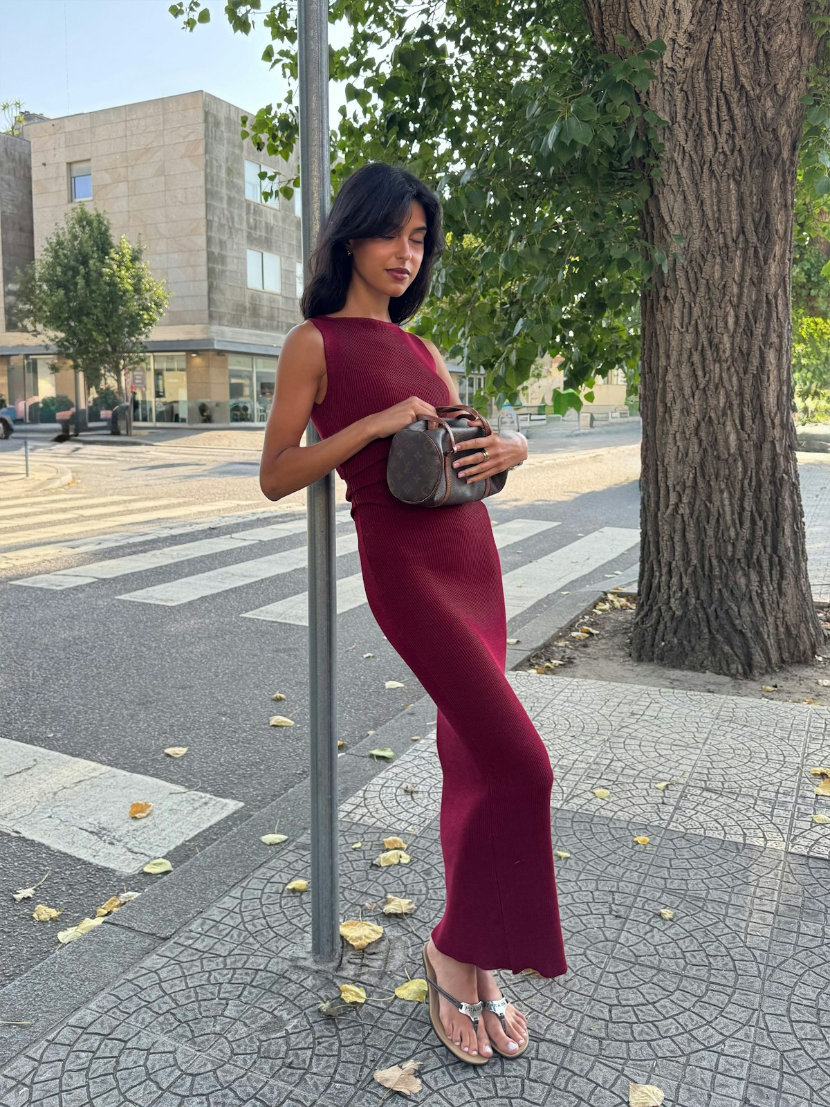 Knitted Bateau Dress Cranberry