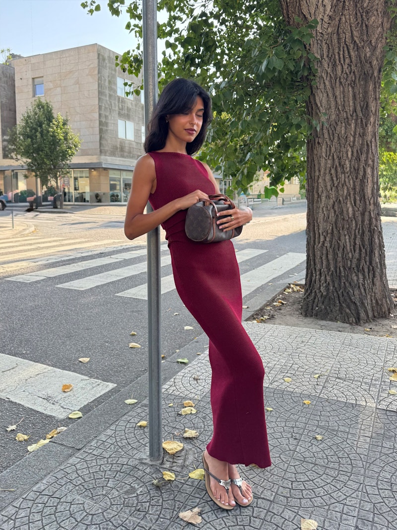 Knitted Bateau Dress Cranberry