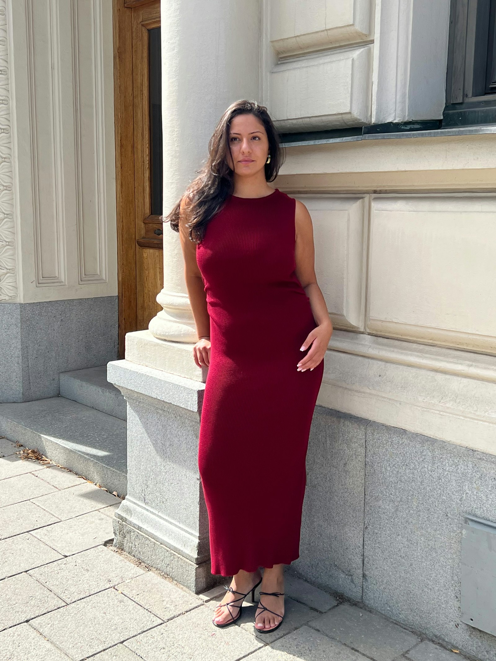 Knitted Bateau Dress Cranberry