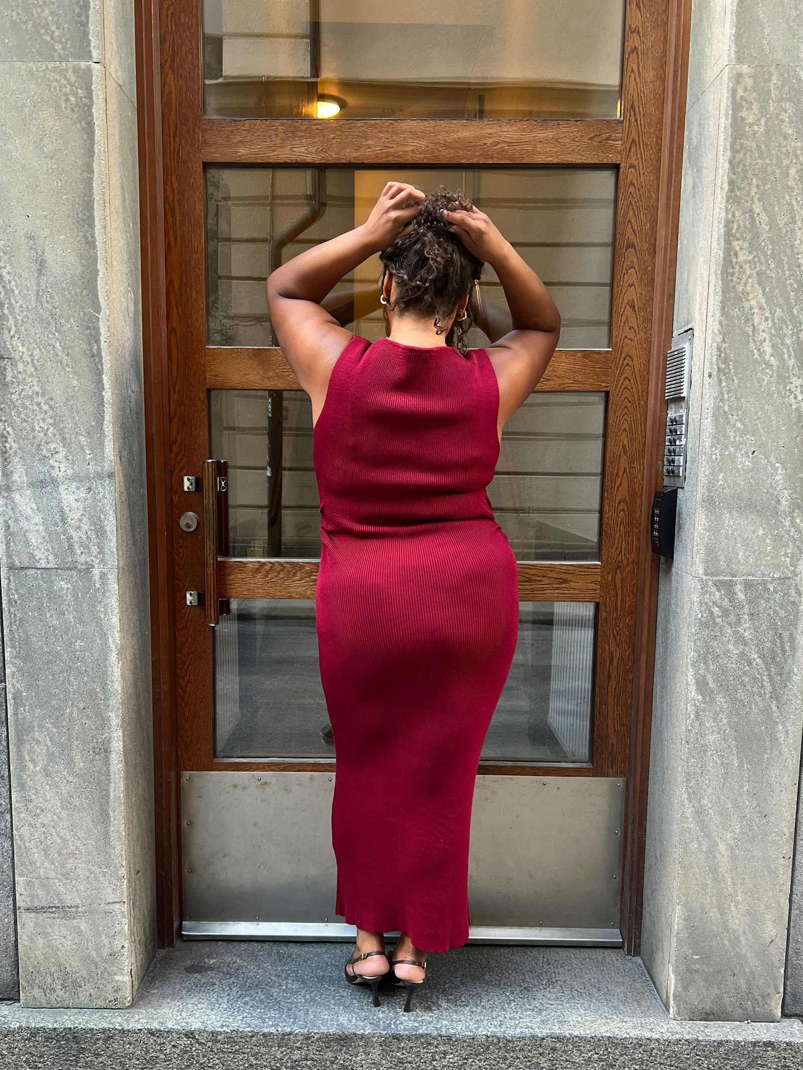 Knitted Bateau Dress Cranberry