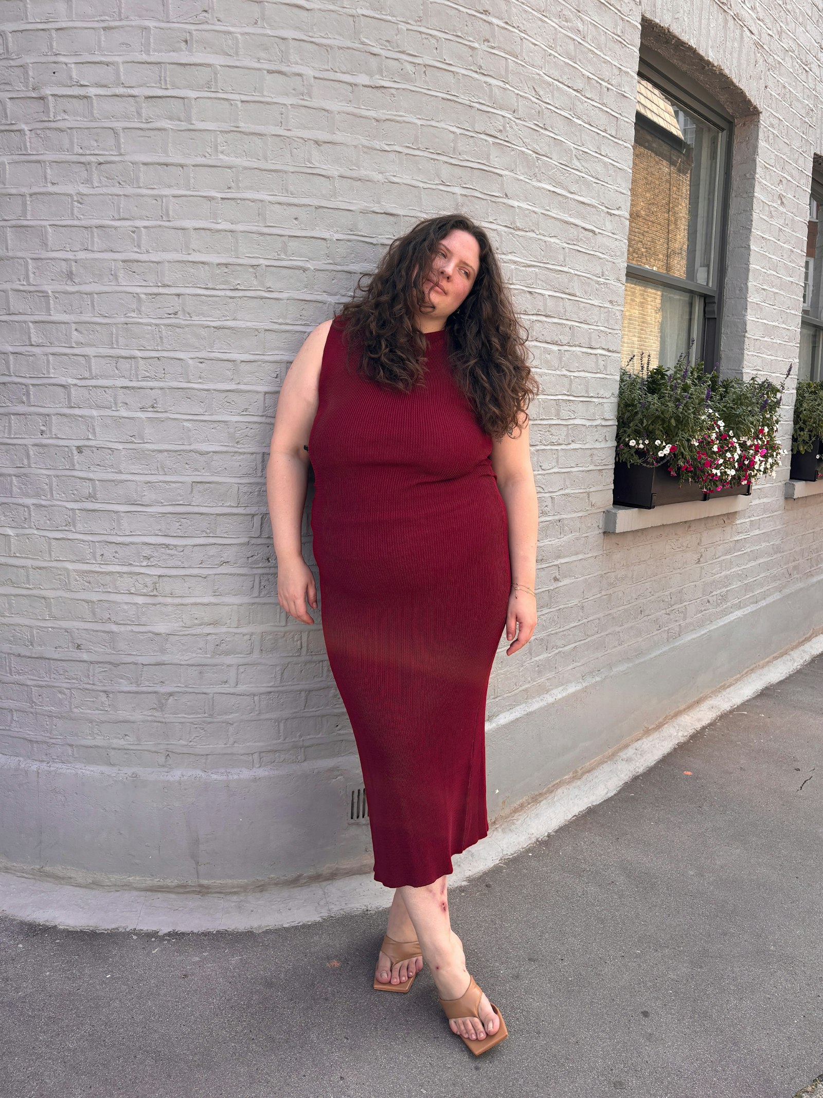 Knitted Bateau Dress Cranberry