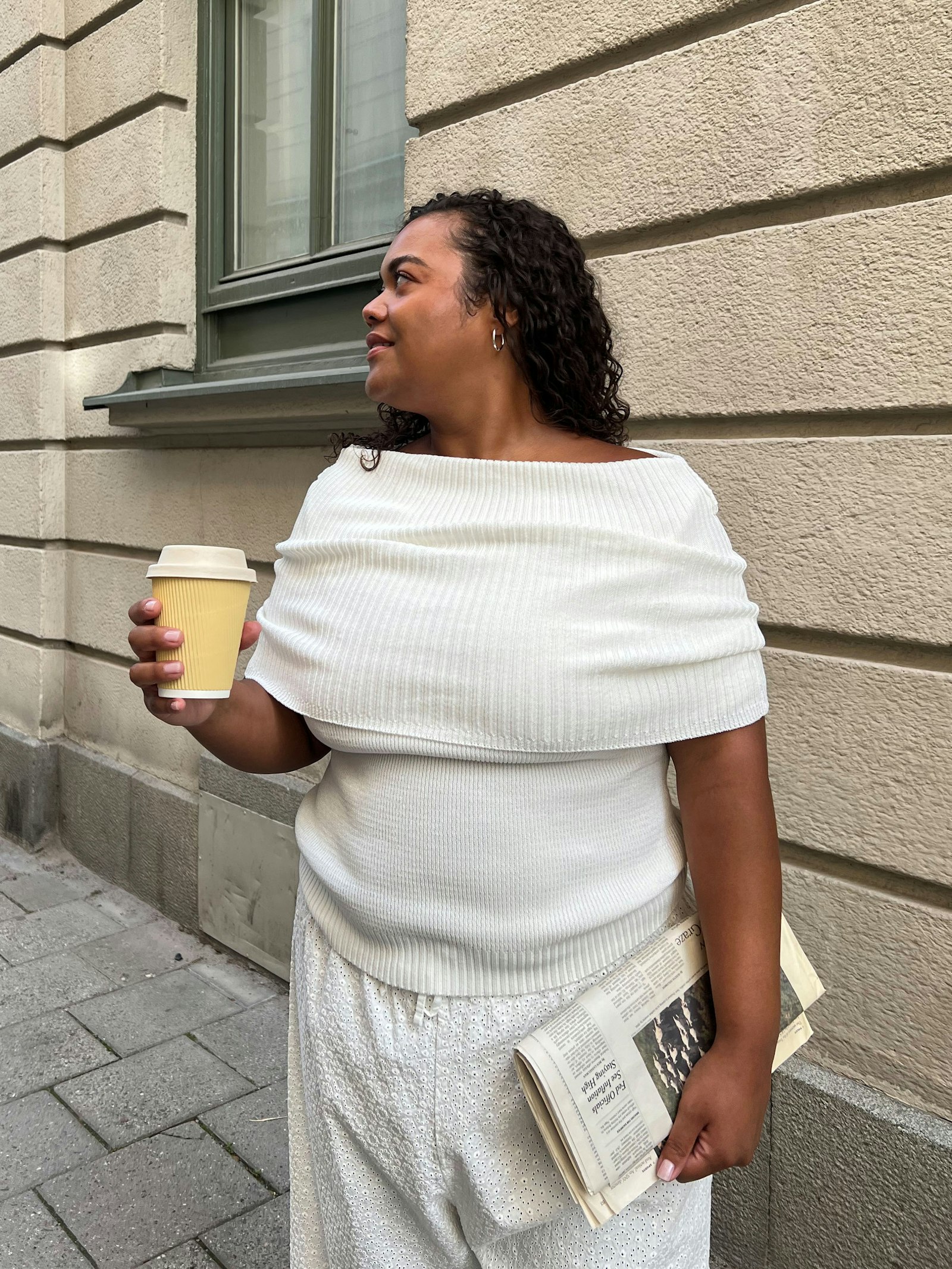 Knitted Bardot Top White