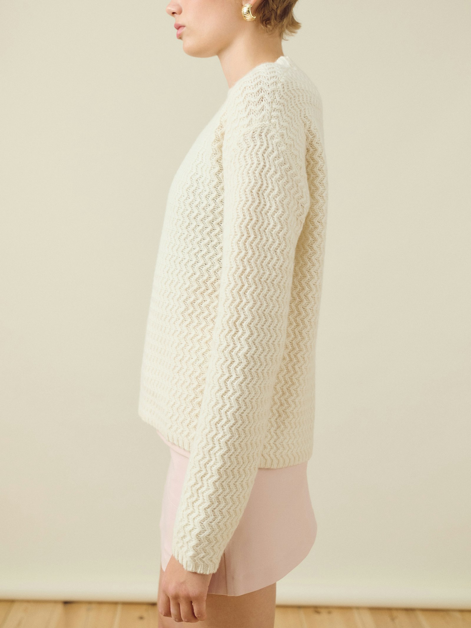 Structured Wool Sweater Cream
