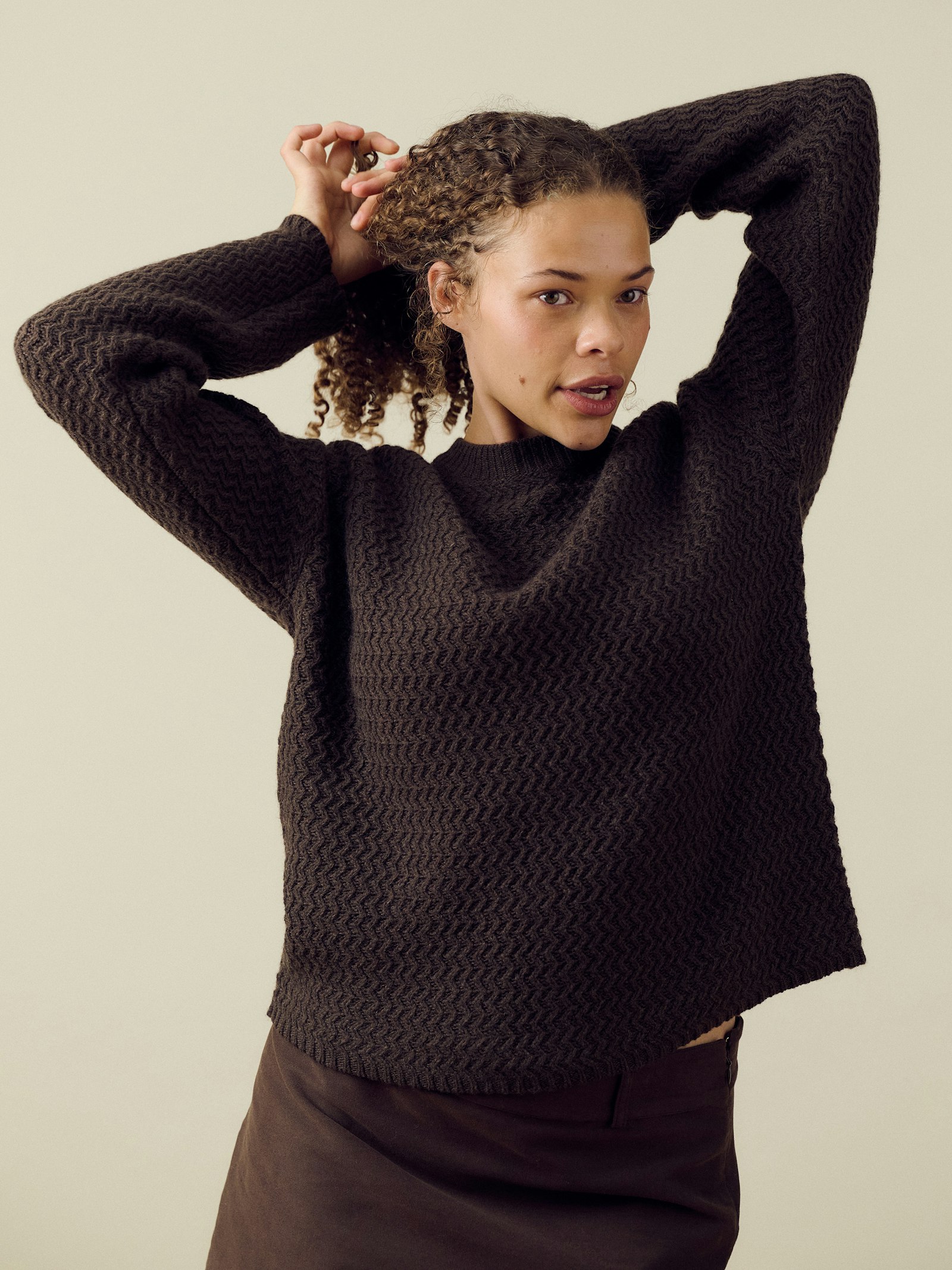 Structured Wool Sweater Dark Chocolate
