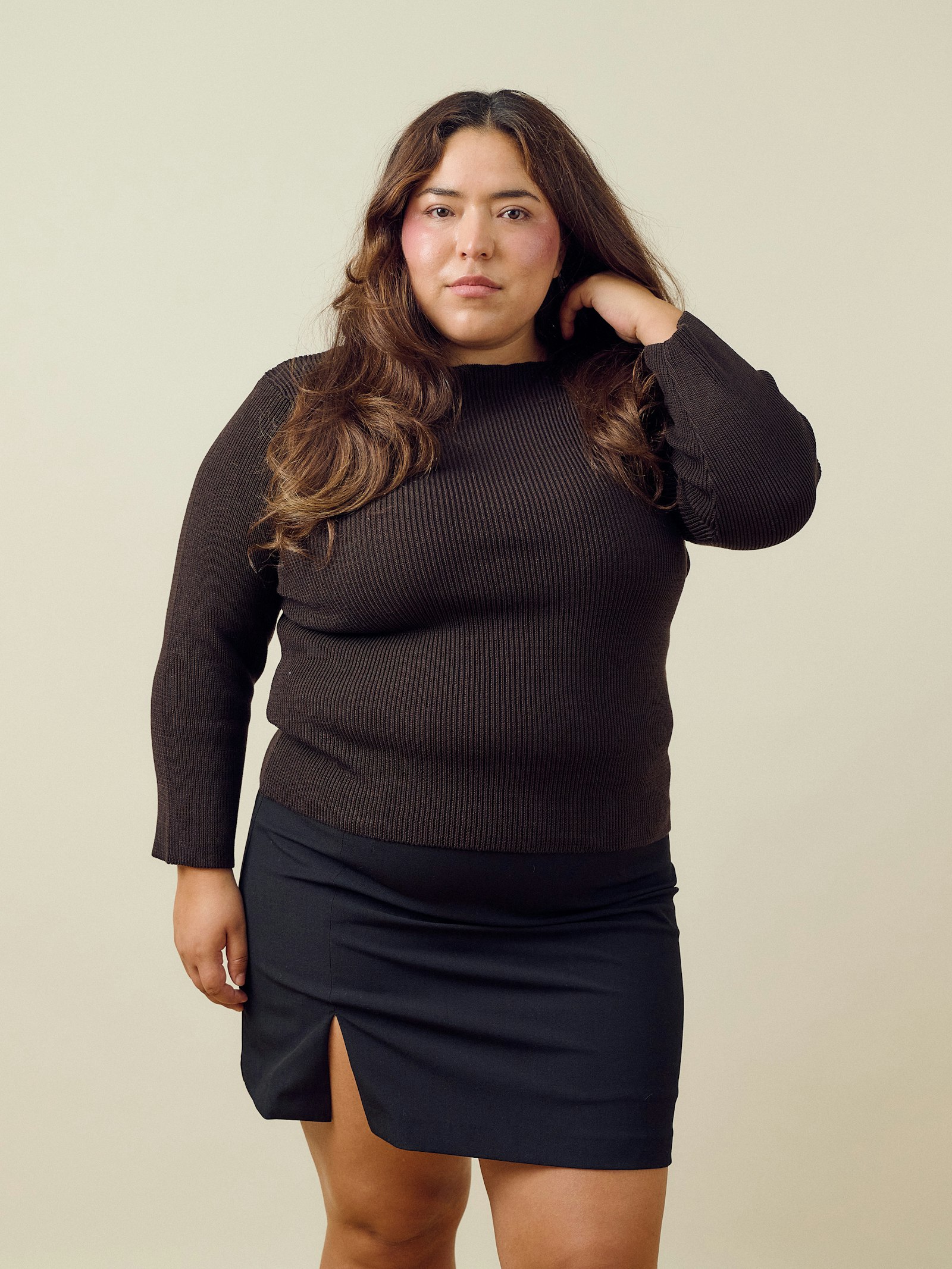 Everyday Ribbed Bateau Top Espresso