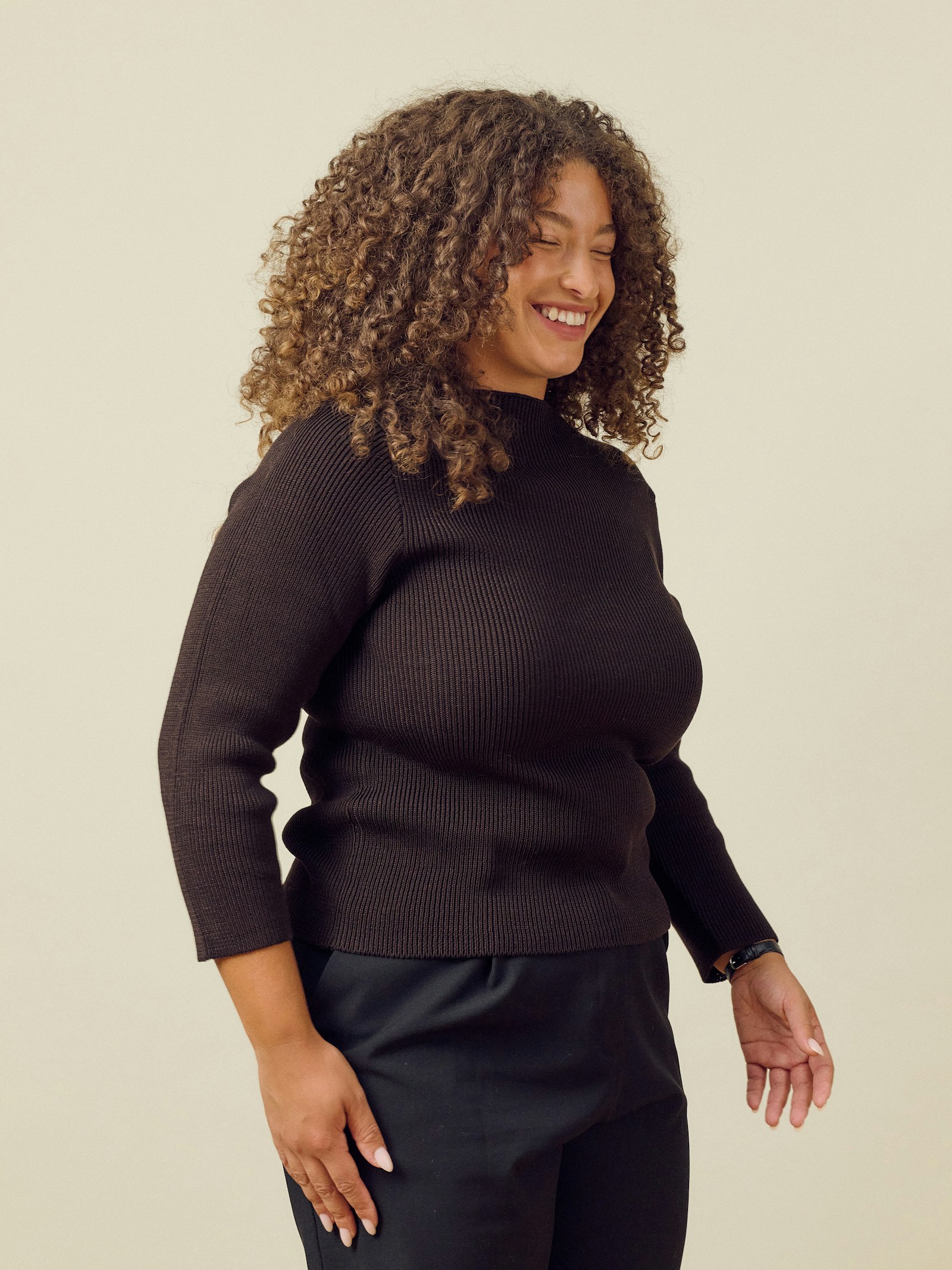 Everyday Ribbed Bateau Top Espresso