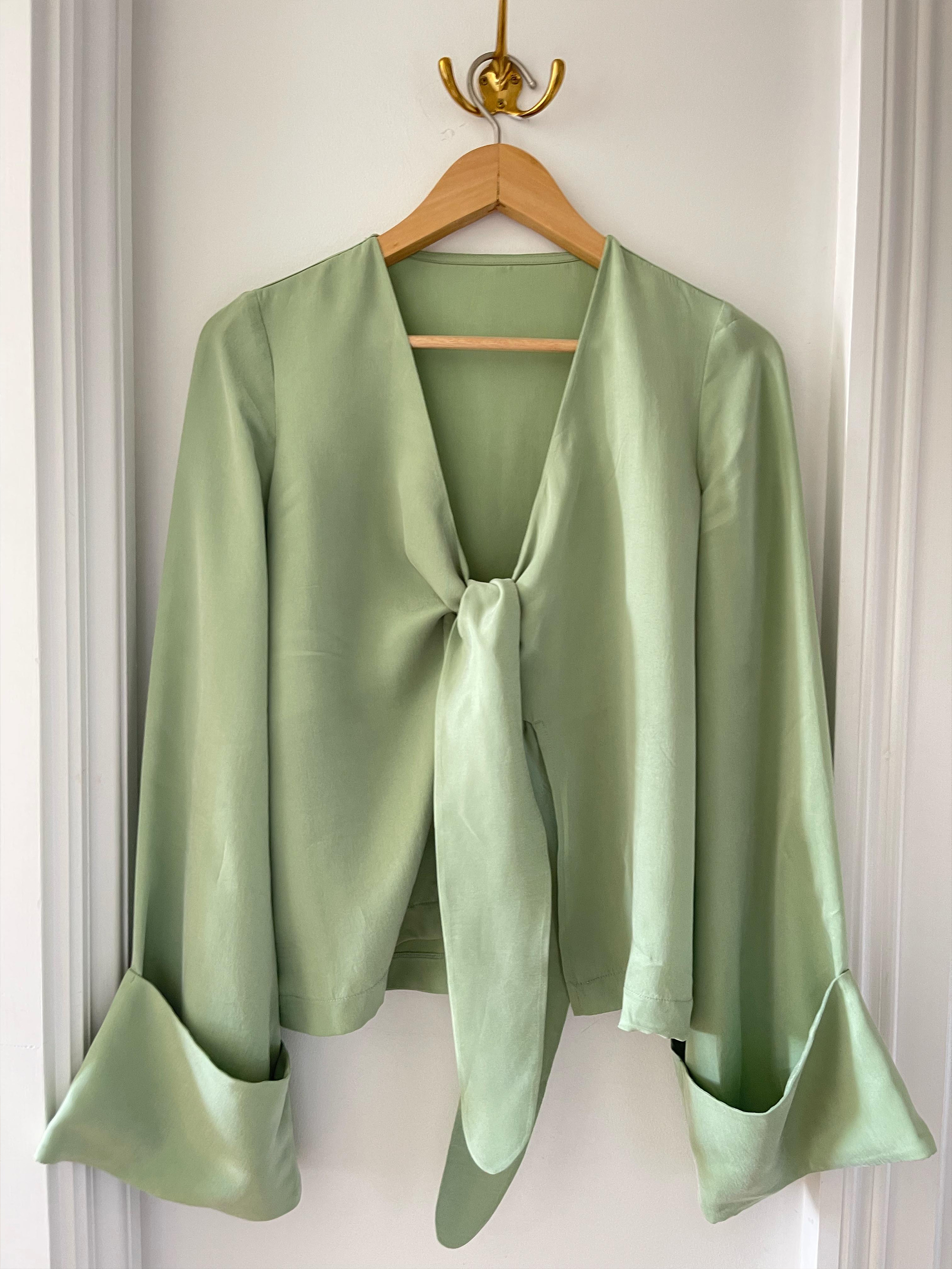 Tie Top Long Sleeve Pistachio - Pistachio | Djerf Avenue