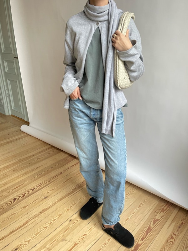 Button Up Cardigan Grey Melange