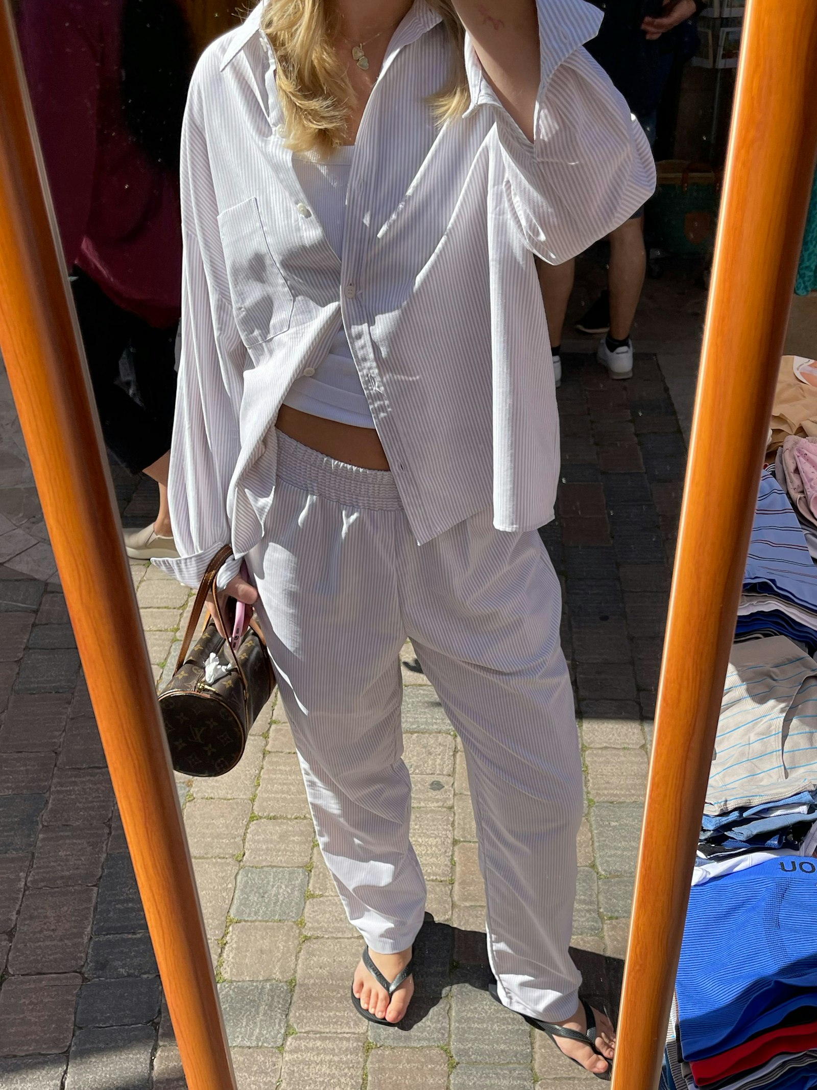 Breezy Pants Beige Stripe
