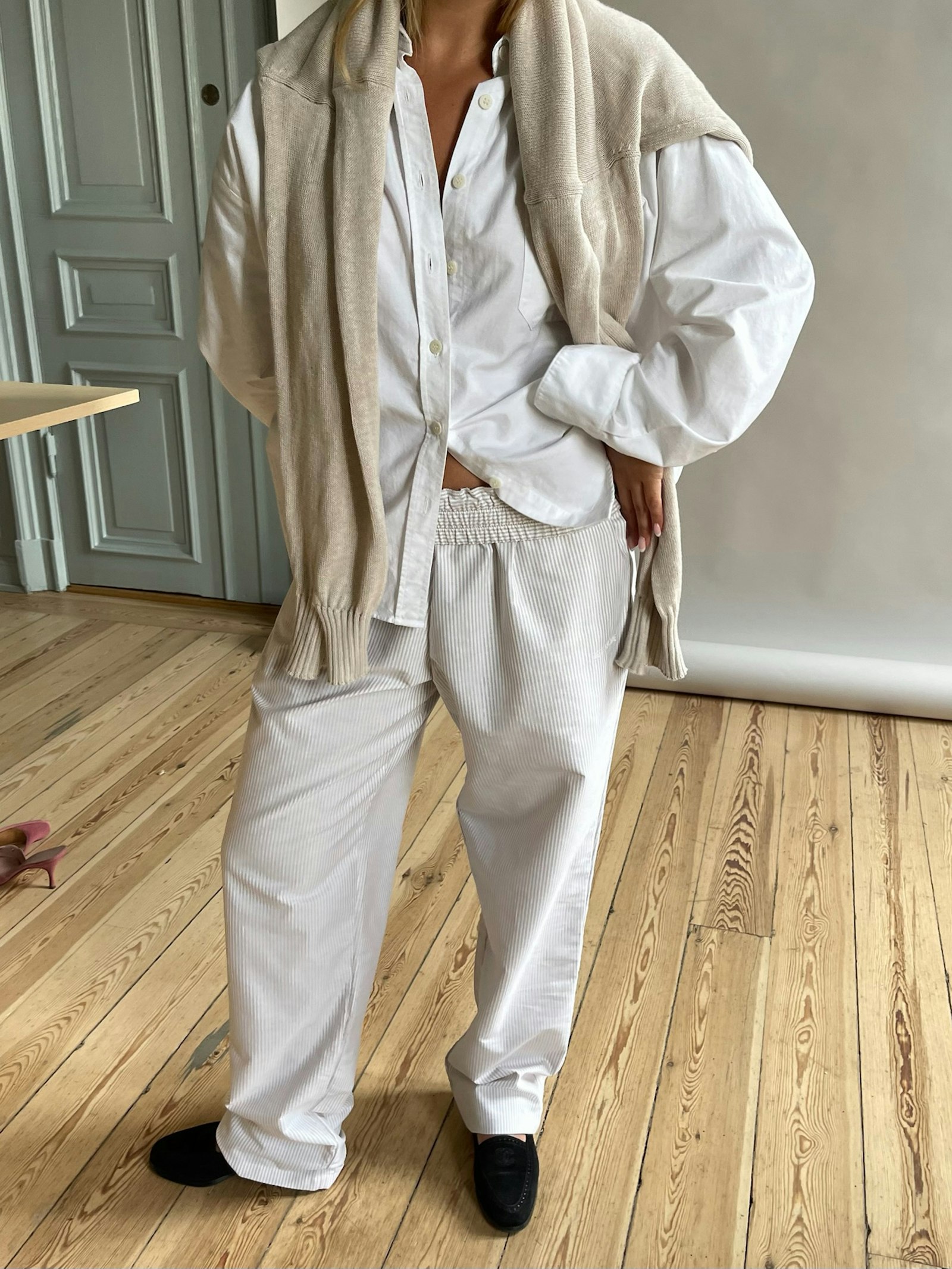 Breezy Pants Beige Stripe
