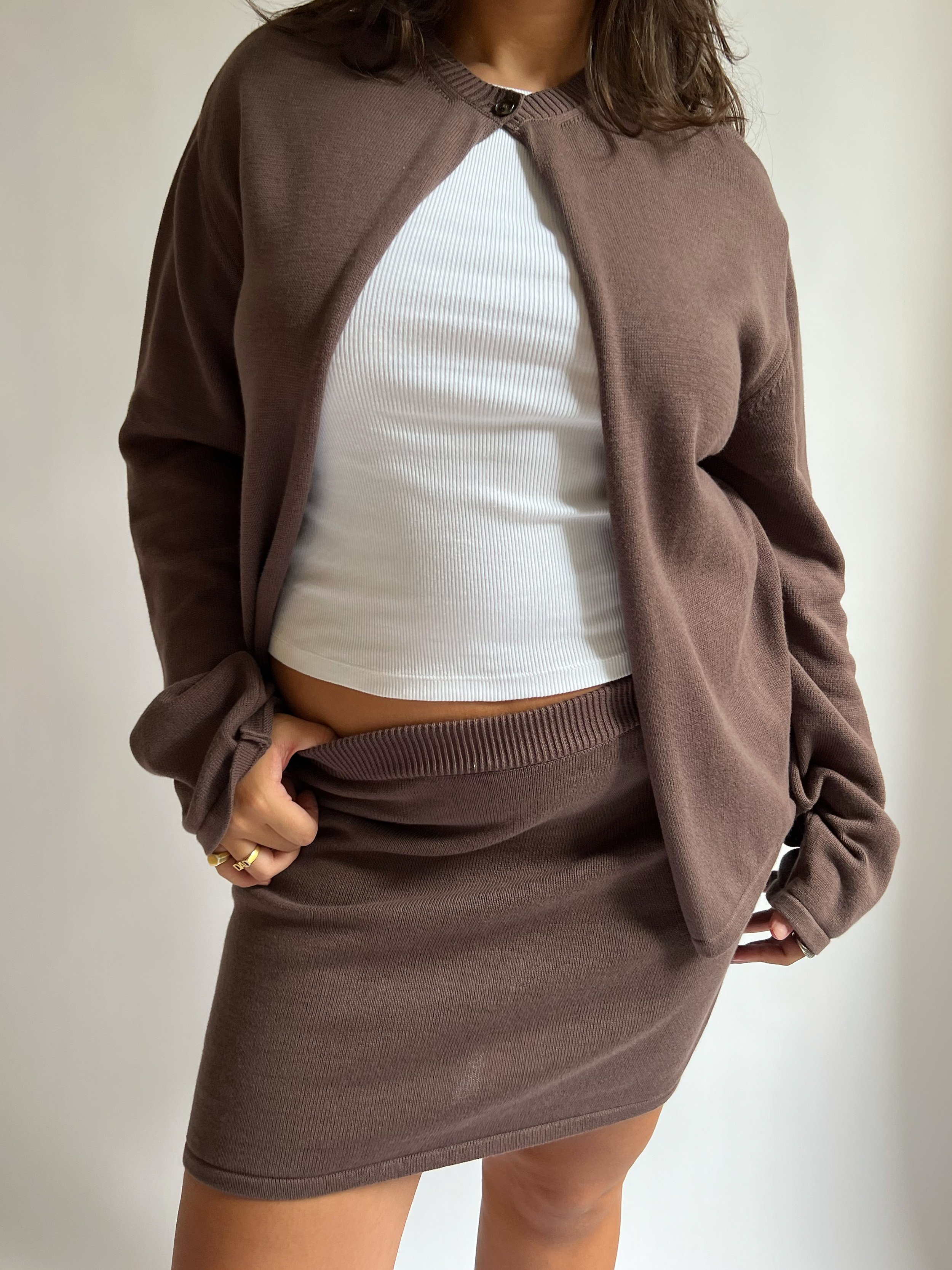 Knitted Mini Skirt Cocoa - Cocoa | Djerf Avenue