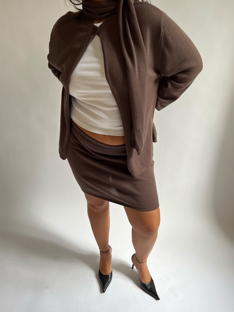 Knitted Mini Skirt Cocoa