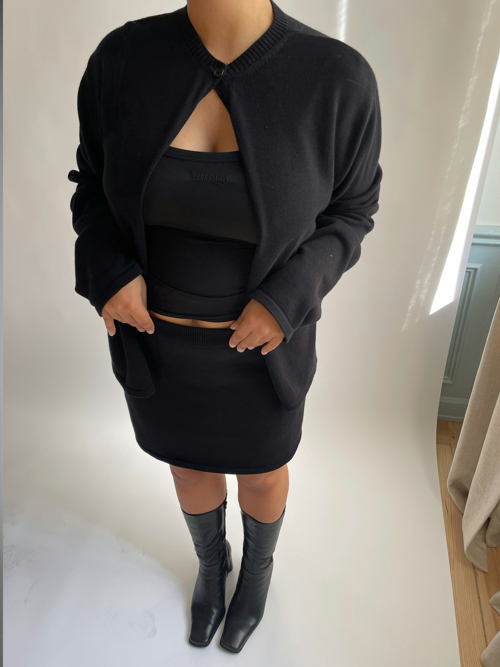 Knitted Mini Skirt Black