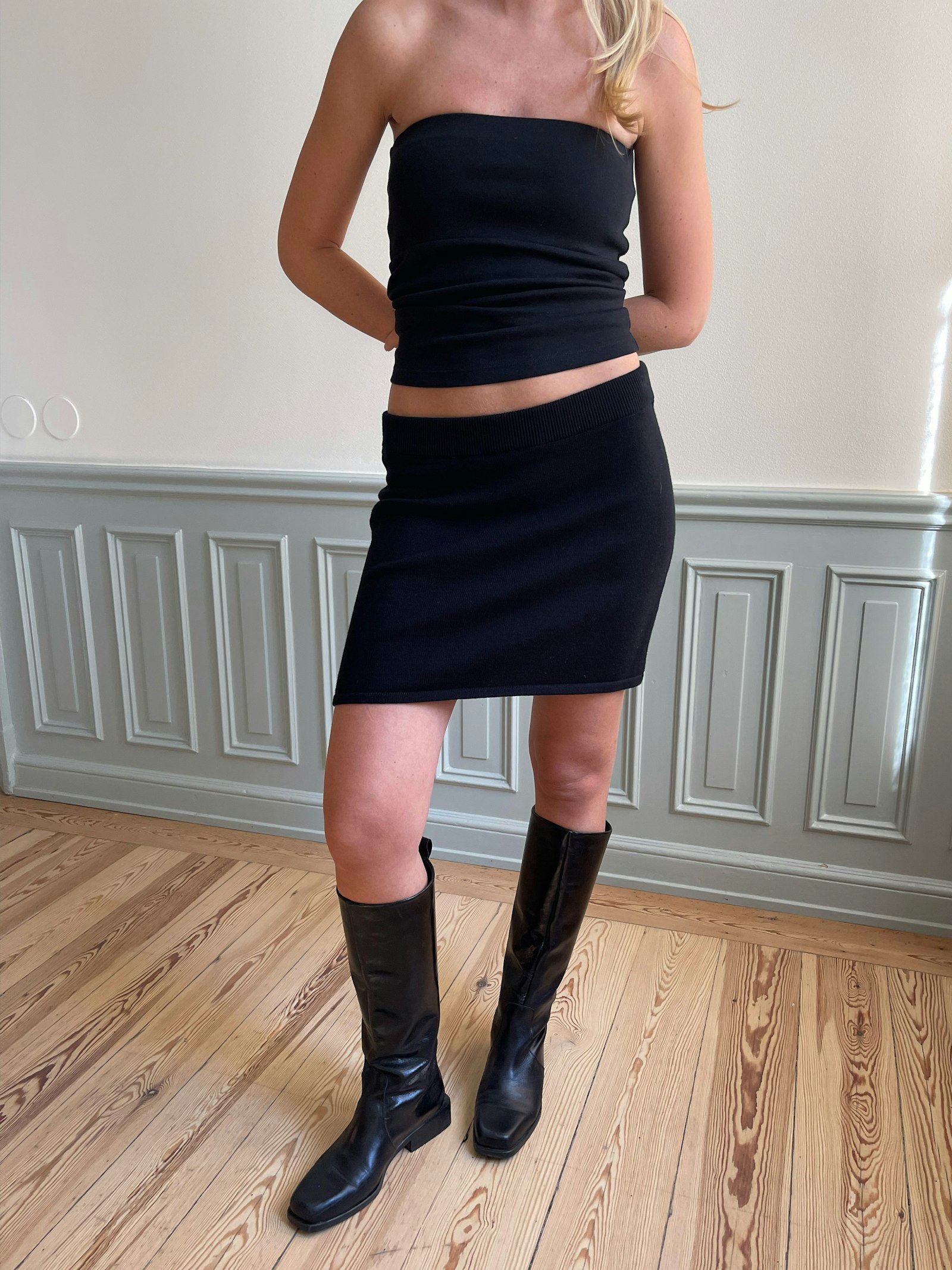Knitted Mini Skirt Black