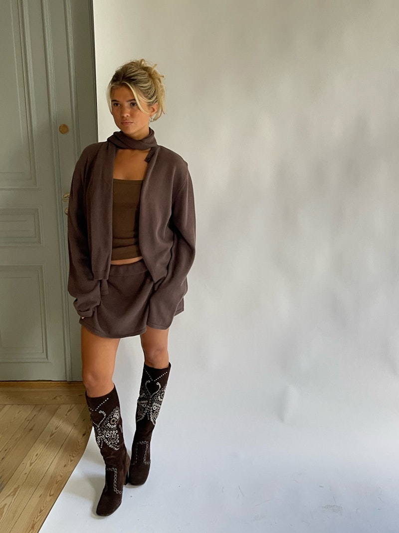 Knitted Mini Skirt Cocoa