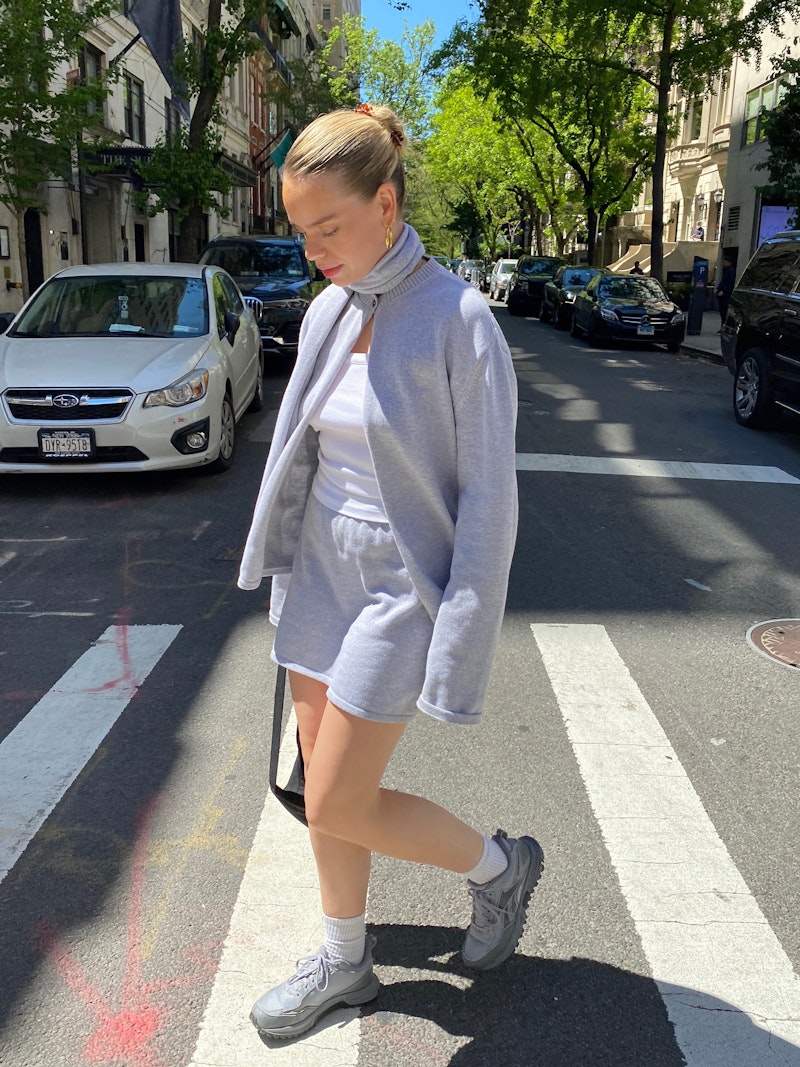 Knitted Mini Skirt Grey Melange